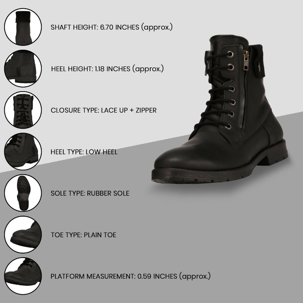 LIBERTYZENO Men's Black  Lace-Up Casual Boots - Picture 3 of 6